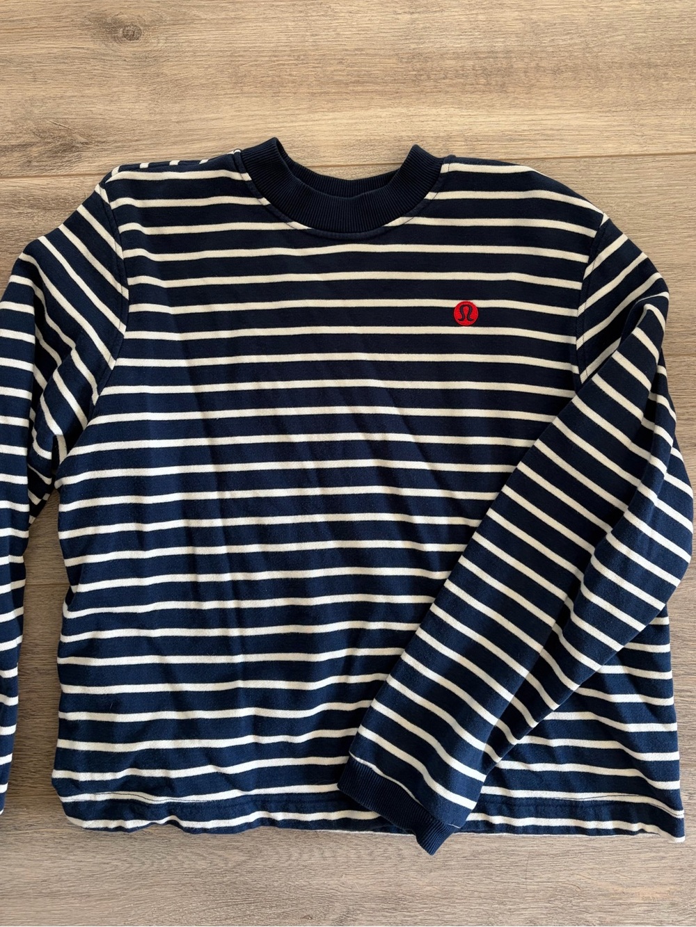Lululemon Navy & White Striped Crewneck Sweatshirt